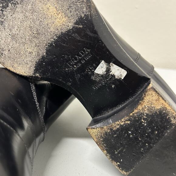 Vintage 90’s PRADA Pull Leather Boots Shoes Slip-On Size 35 EU 36 US 5 - Picture 5 of 7